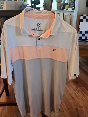 Veece Men's Colorblock Polo in White, Pink & Gray